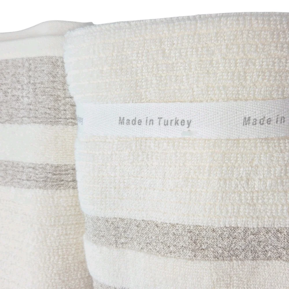 Hotel Balfour 4pc Cream And Taupe Turkish Cotton Towel Set 2 Bath 2 Hand Japandi